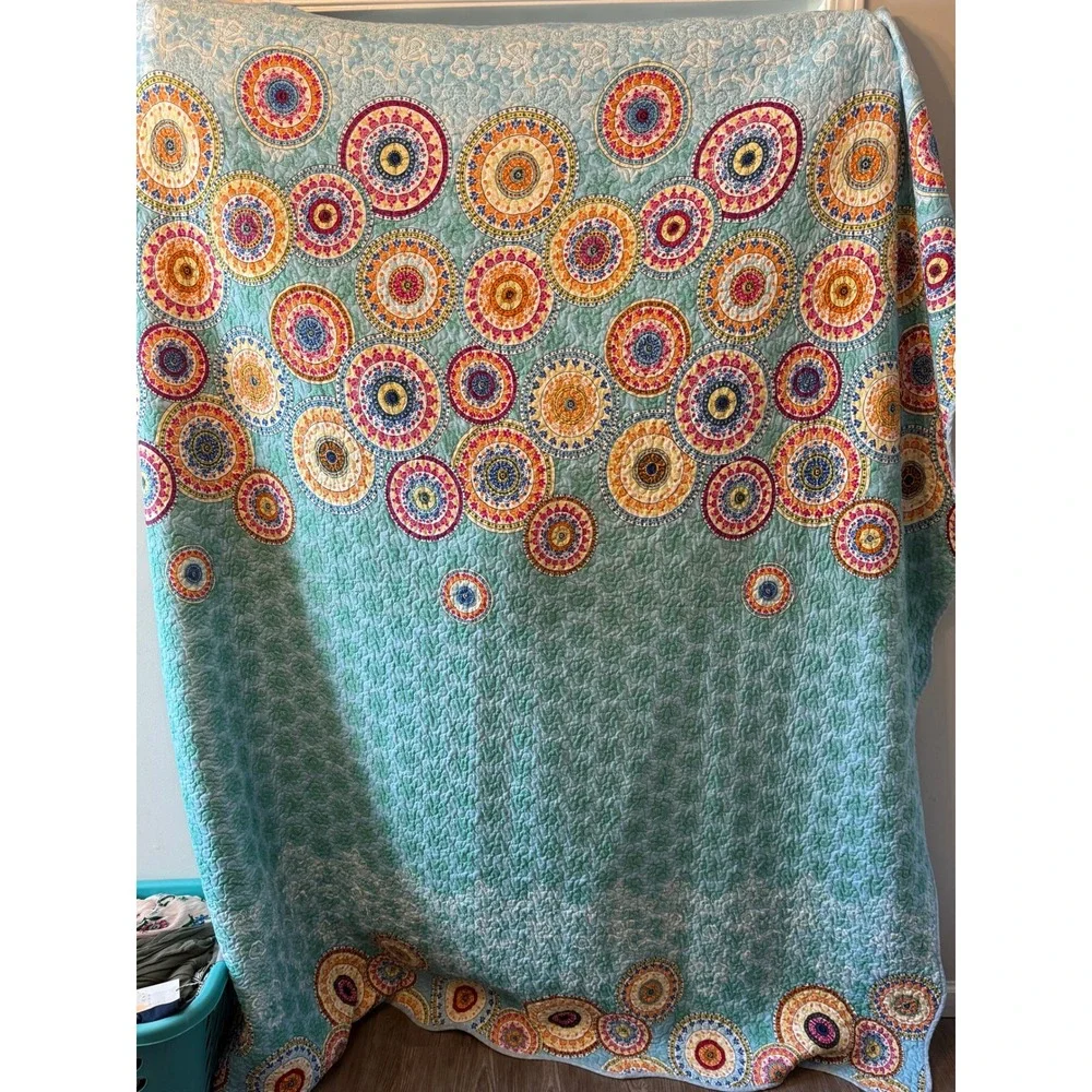 Vintage Retro Colorful Medallion Quilt 81